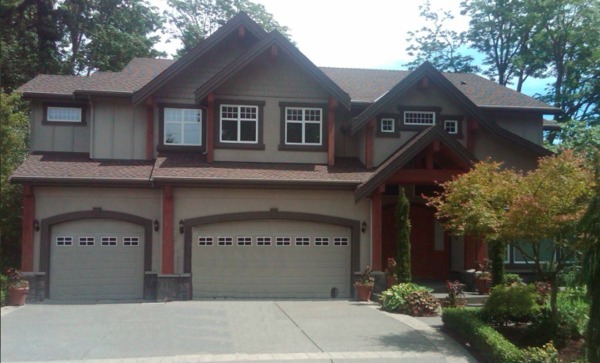 Home with two car garage.